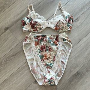 Vintage Bra and Panty set floral